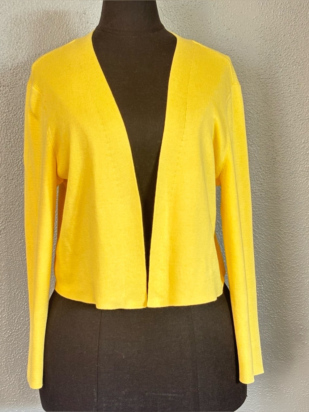 Talbots Yellow Open Front Knit Shrug Cardigan Womens Size M